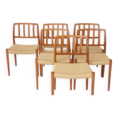 6 chaises Niels Otto Møller modèle 83 – Chaises de salle à manger danoises en teck, années 1970