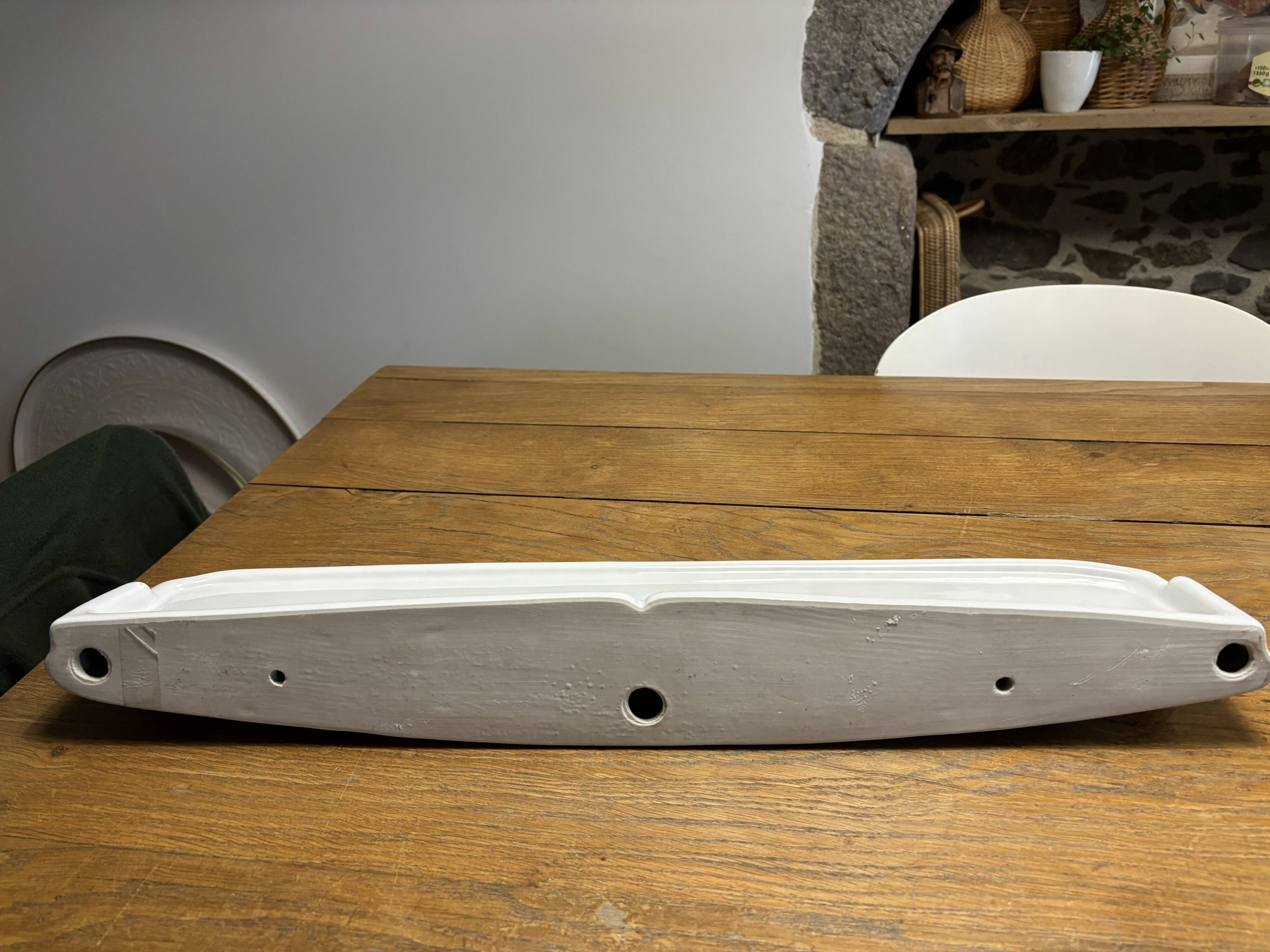 Vintage earthenware bathroom shelf