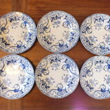 6 Creil and Montereau dessert plates Flora service