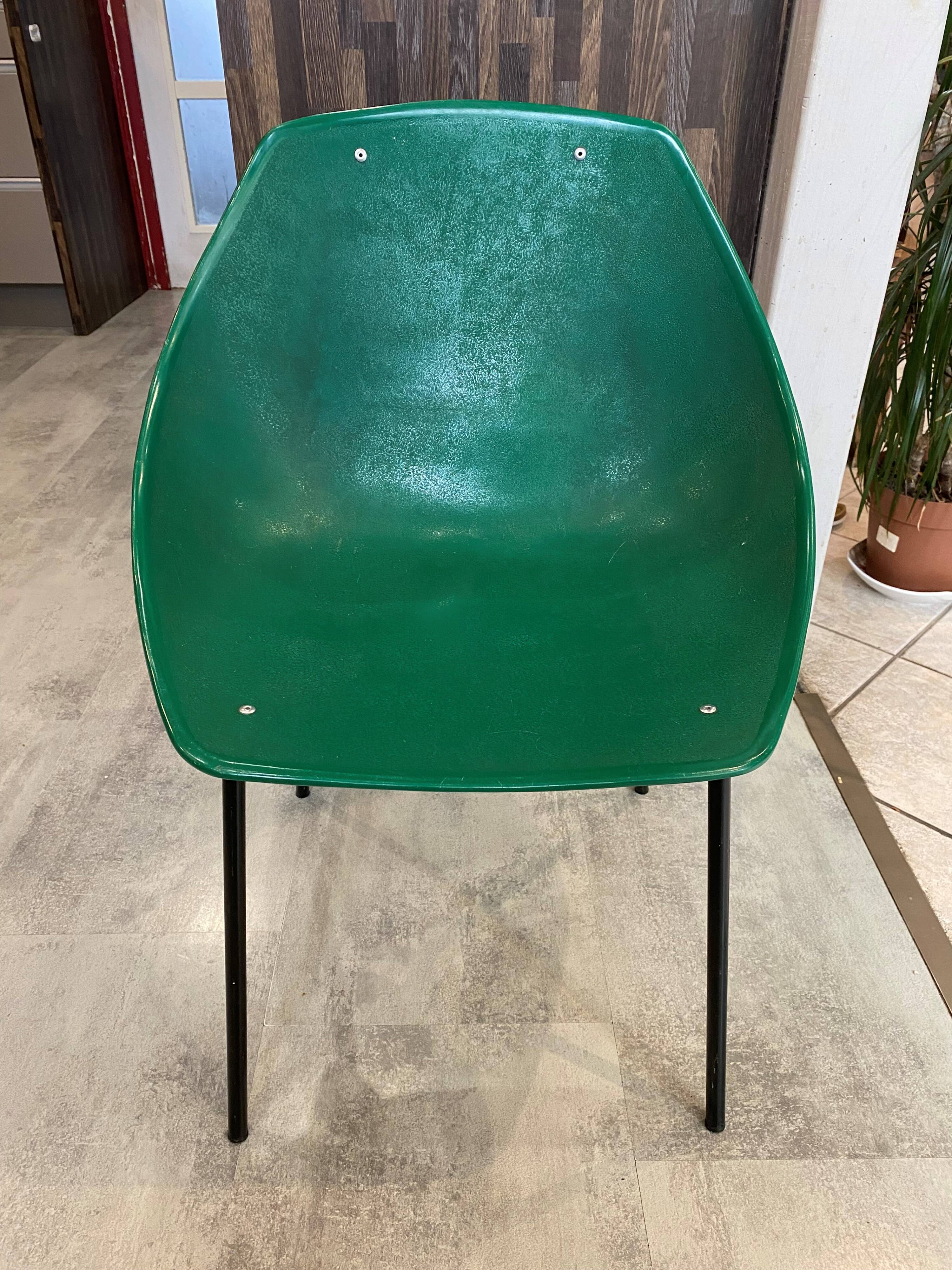 A shell chair by Pierre Guariche for Meurop, green, vintage 1960s