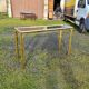 Gold console and vintage smoked glass, imitation bamboo 1970