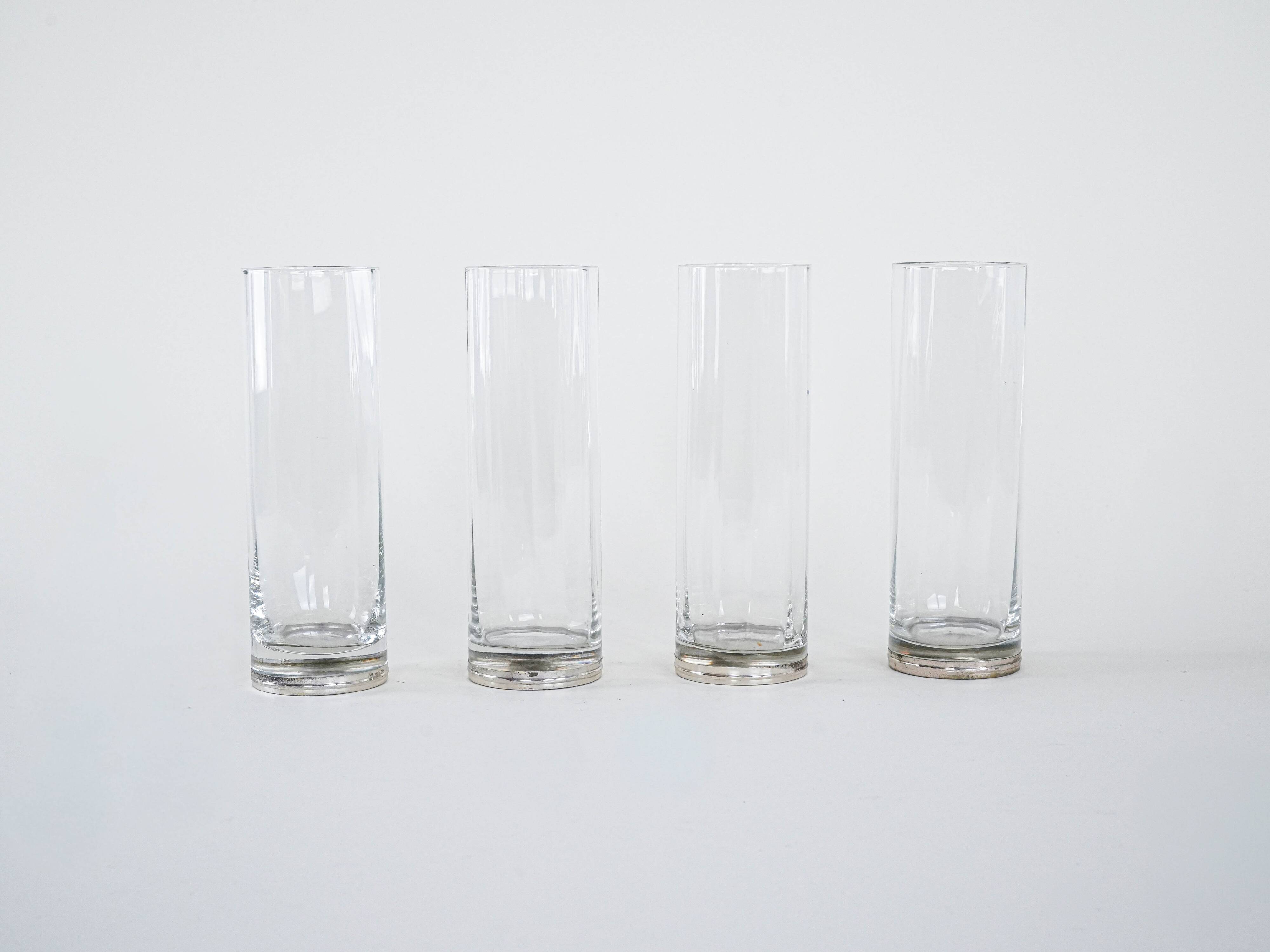Set of glasses, Hollywood Regency style, 1970s, made in Italy