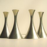 Set of 4 Art Deco candle holders by Just Andersen from the 1940s - fine elegant minimalist design.