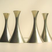 Set of 4 Art Deco candle holders by Just Andersen from the 1940s - fine elegant minimalist design.