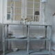 Console vintage 3 plateaux vert de gris