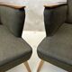 Pair of vintage wooden and fabric armchairs from the 1960s.