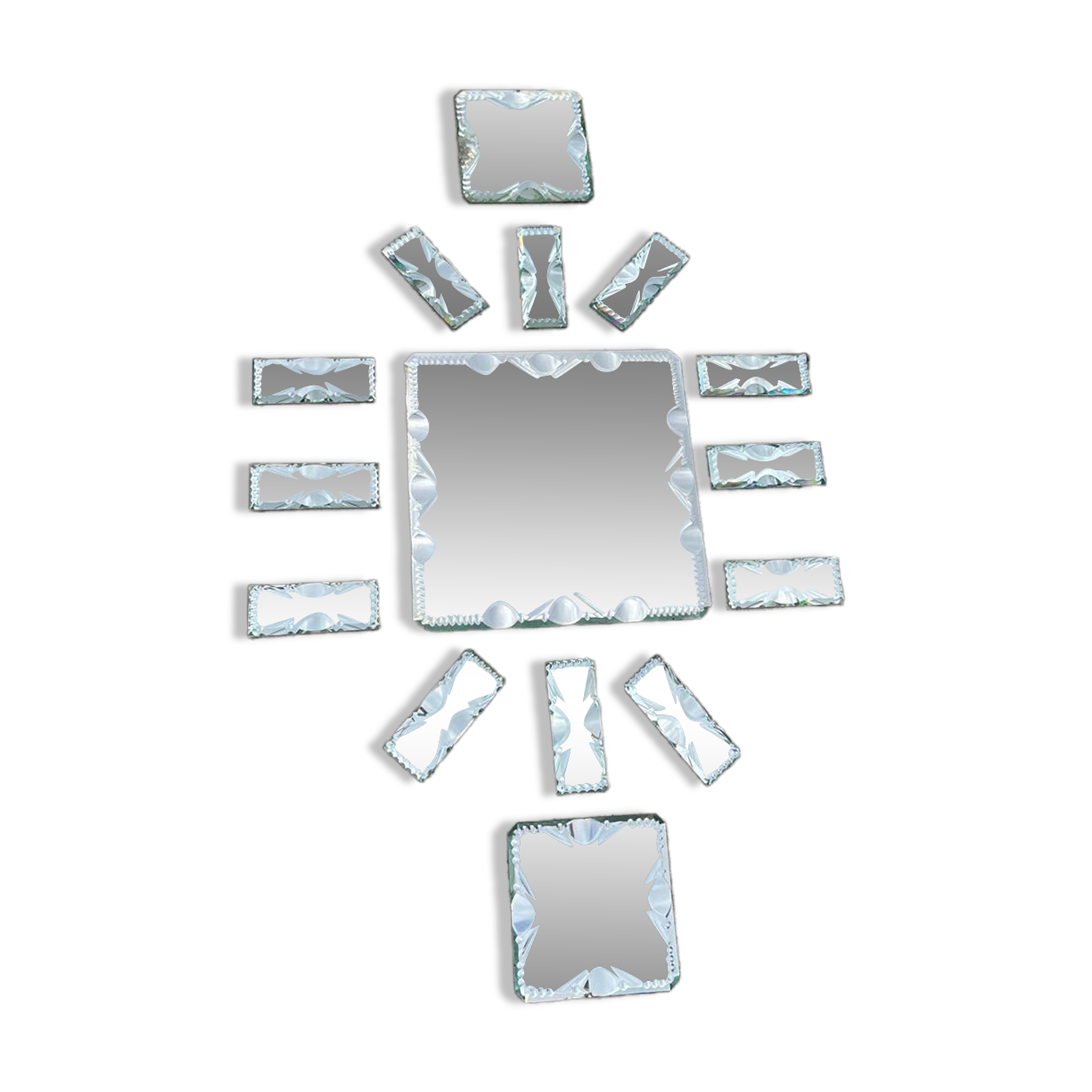 Beveled mirror glass - knife holders bottle coasters