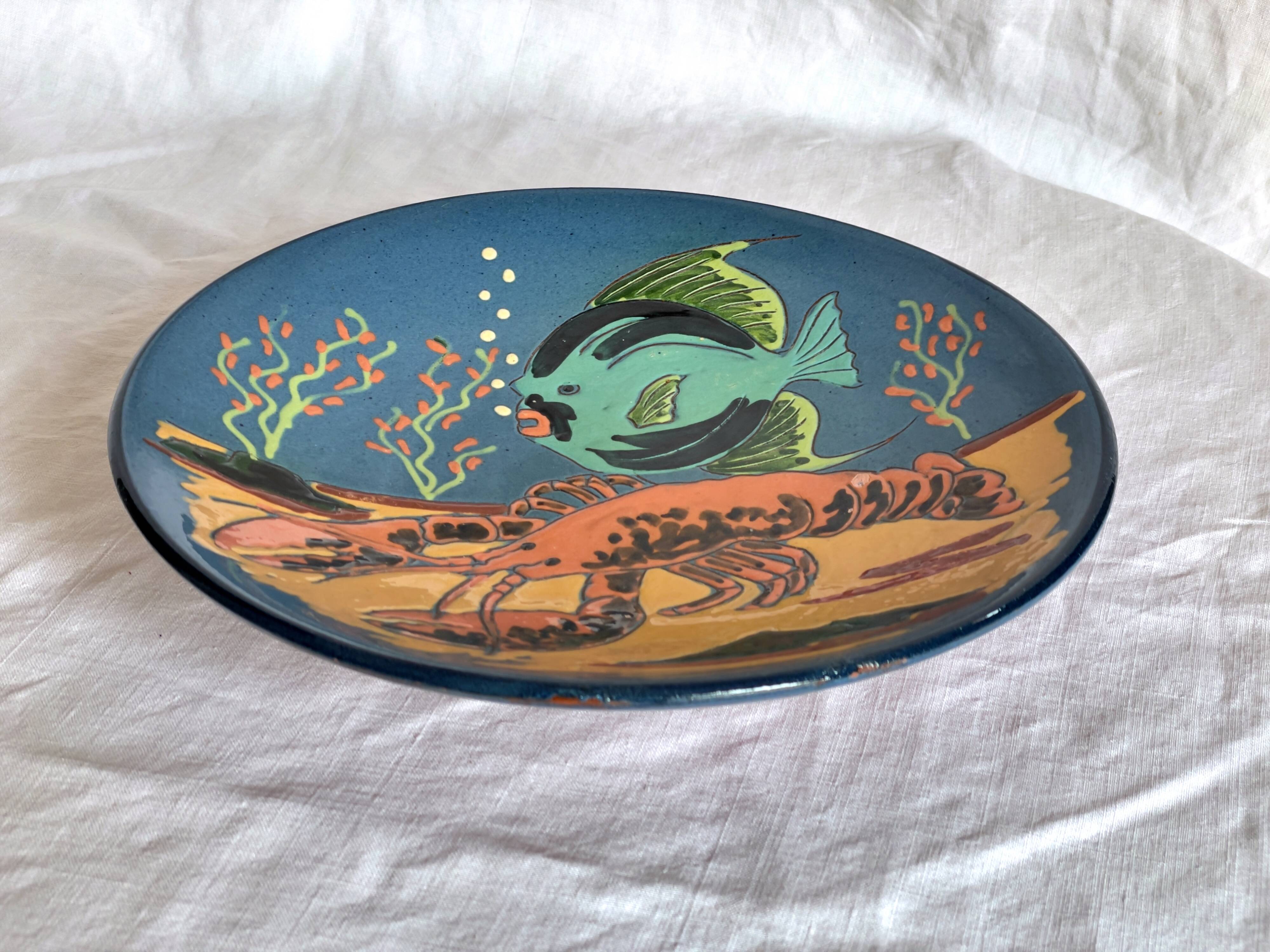 Lluís Puigdemont handcrafted dish -unsigned- 1960s in glazed ceramic