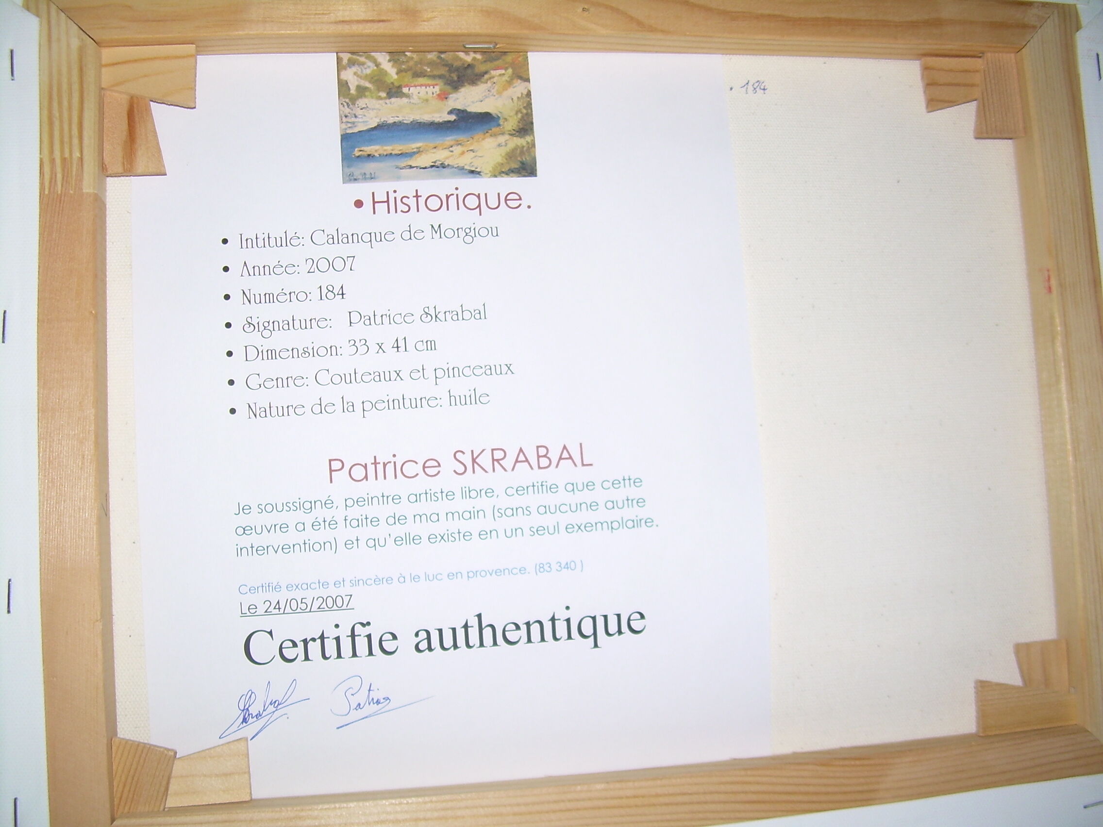 Oil on canvas by Patrice Skrabal Calanque de Morgiou