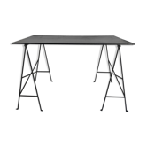 Pair of 50's vintage metal modernist trestles with tray