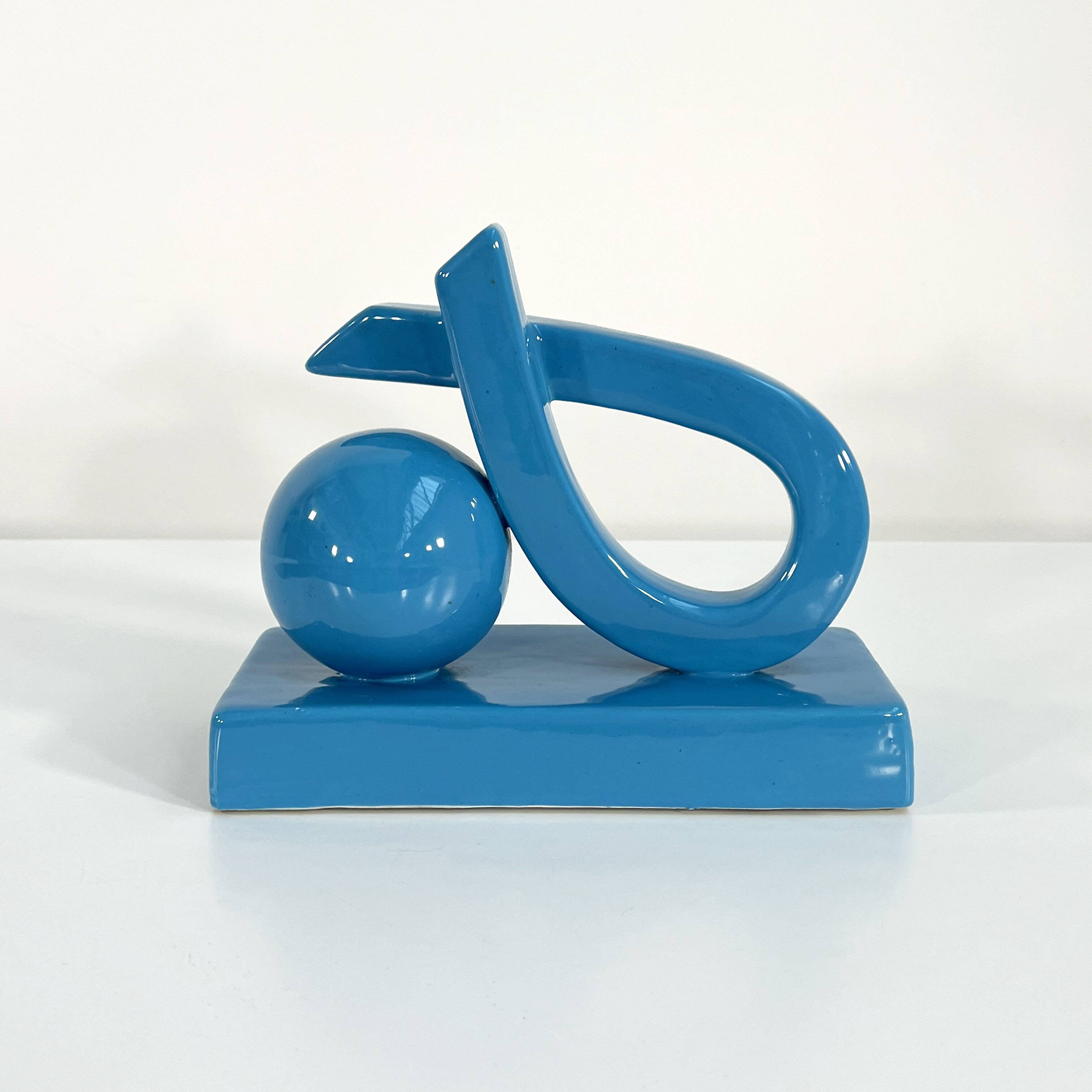 Italian blue ceramic vase, 1970s