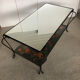 Vintage wrought iron coffee table with mirror and glass top