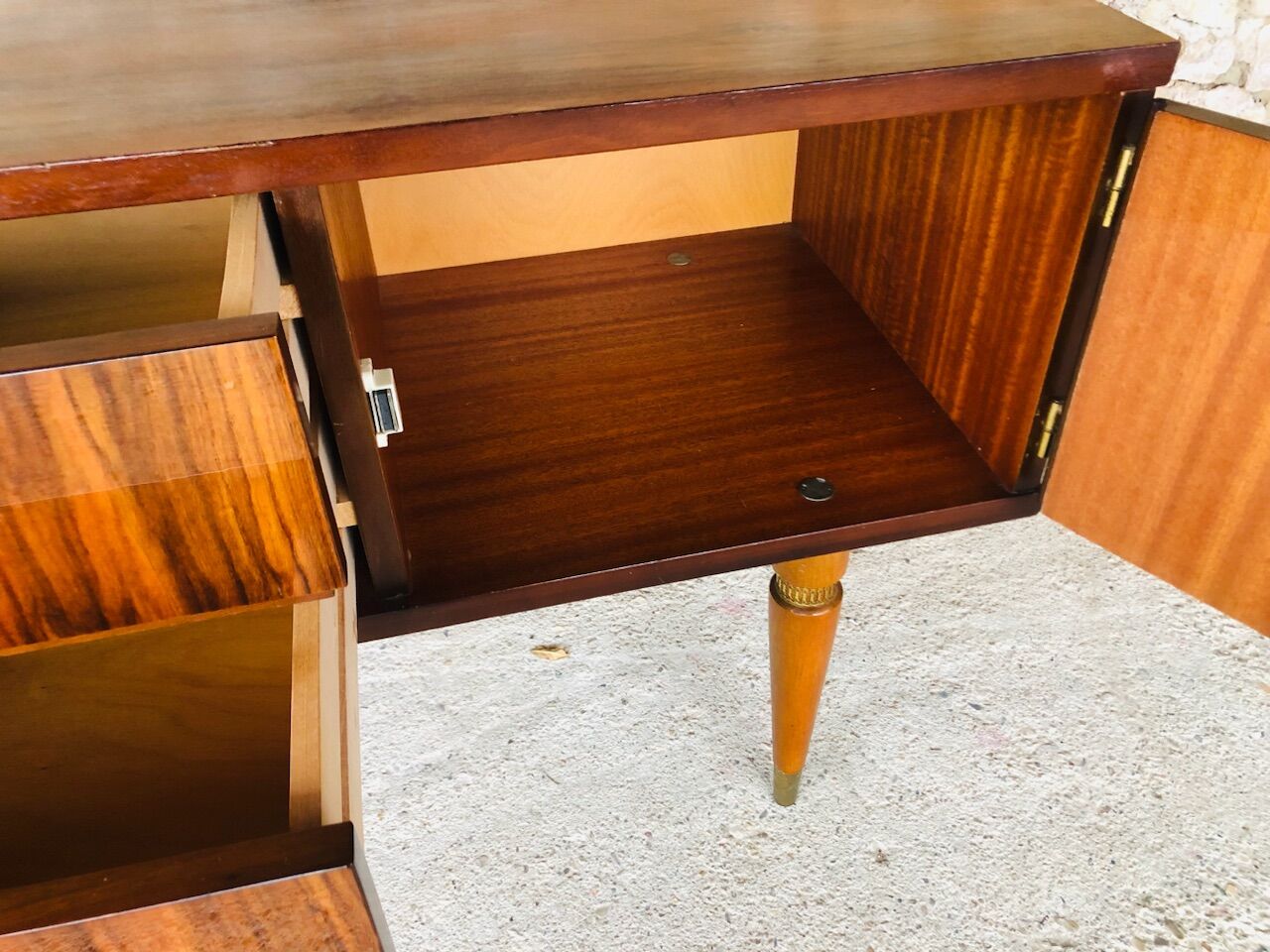 Vintage low row in flame walnut, by G N B , Circa 60