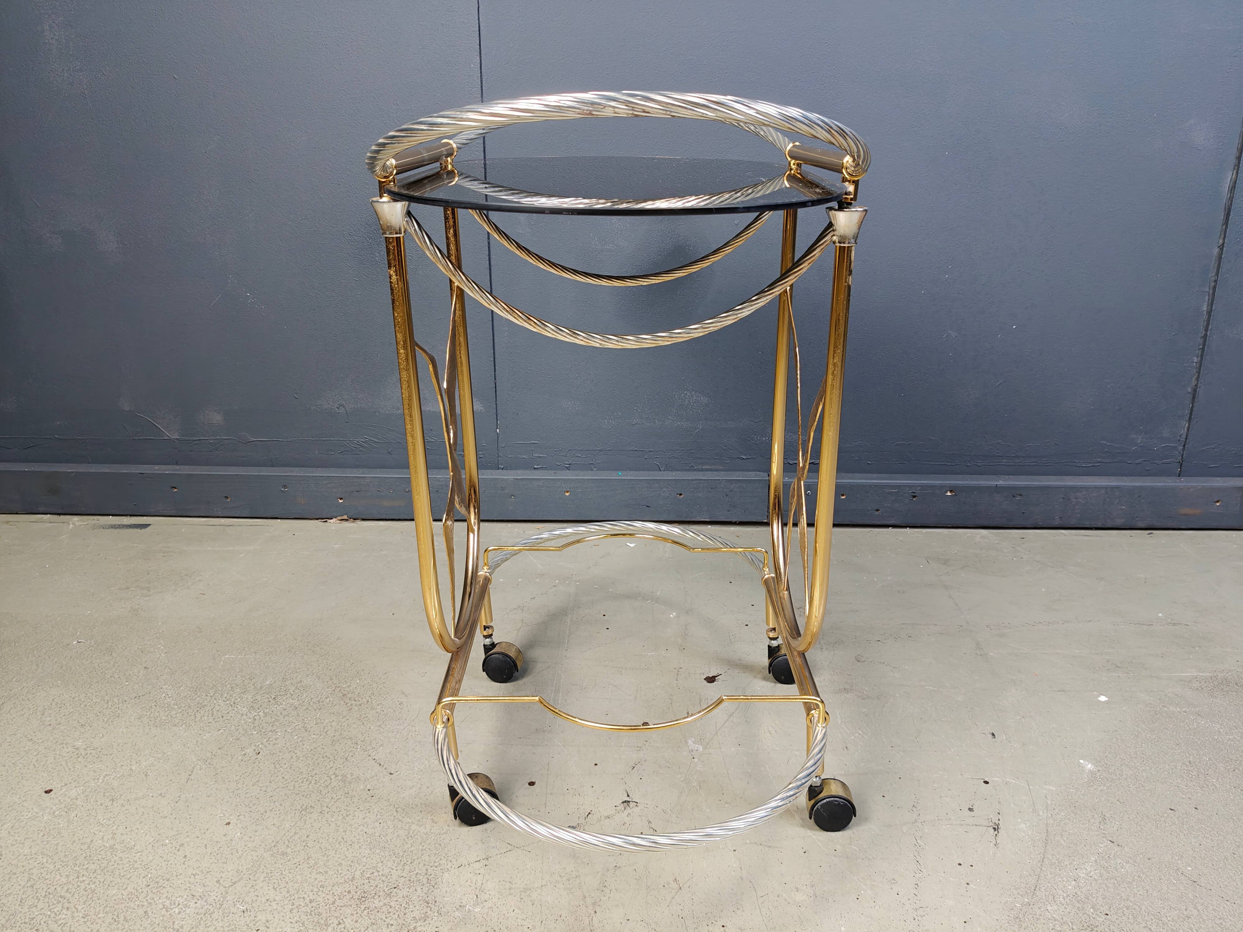 Vintage Italian brass bar cart, 1970s