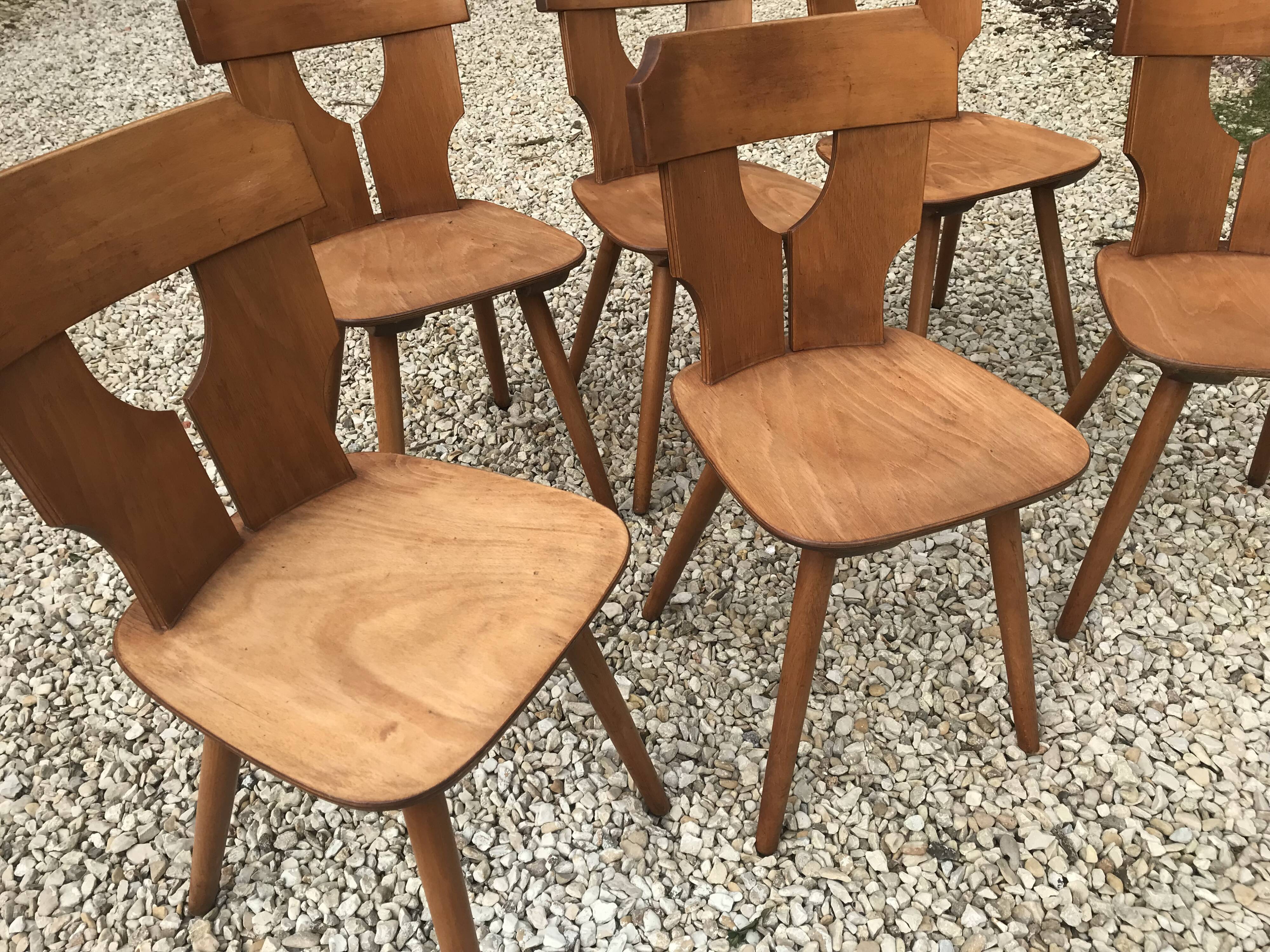 Set of 6 vintage brutalist chairs 1960-1980