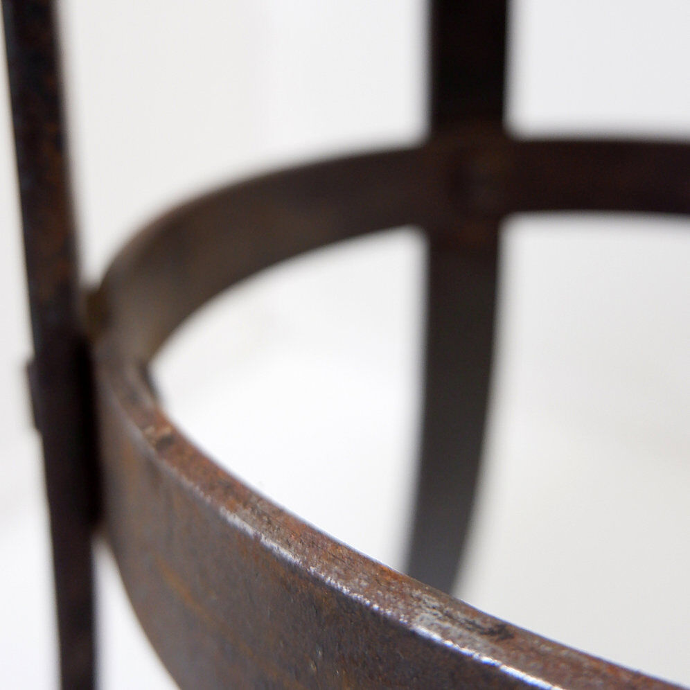 Paire de tabourets de bar brutalistes en chêne et fer forgé, années 1960