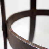 Paire de tabourets de bar brutalistes en chêne et fer forgé, années 1960