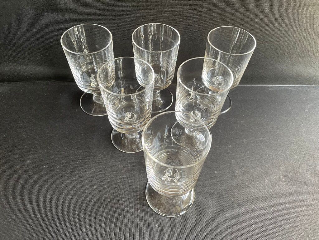 6 twisted plain crystal port glasses – Typical of the 1960s-1970's