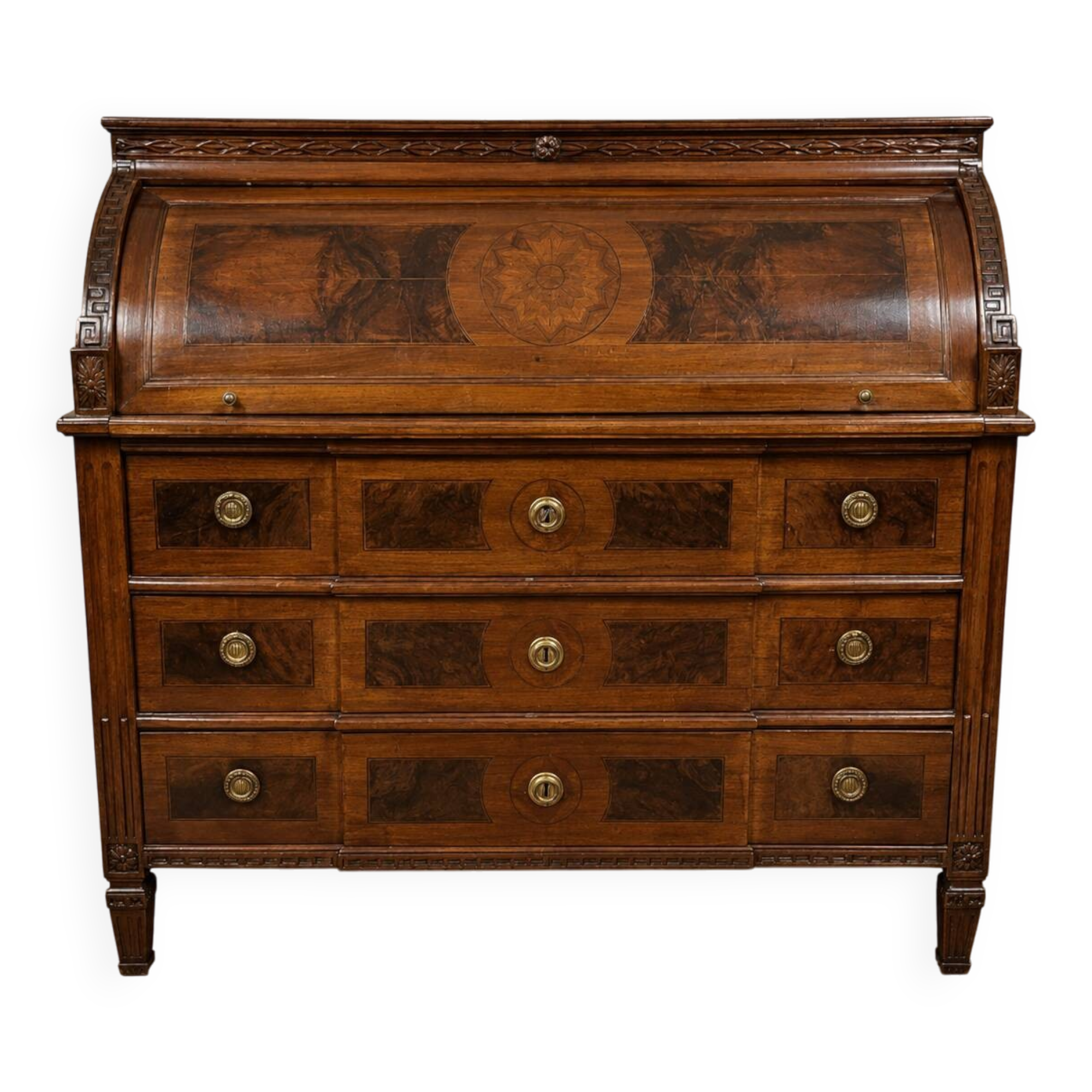 Cylinder desk in marquetry walnut – Louis XVI period, late 18th century