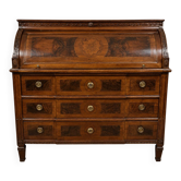 Bureau à cylindre en noyer marqueté – Époque Louis XVI, fin XVIIIe
