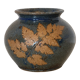 Sandstone vase decorated with oak leaf, ceramic by Alain Blanchard