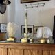 Base de lampe de table en laiton et verre vintage