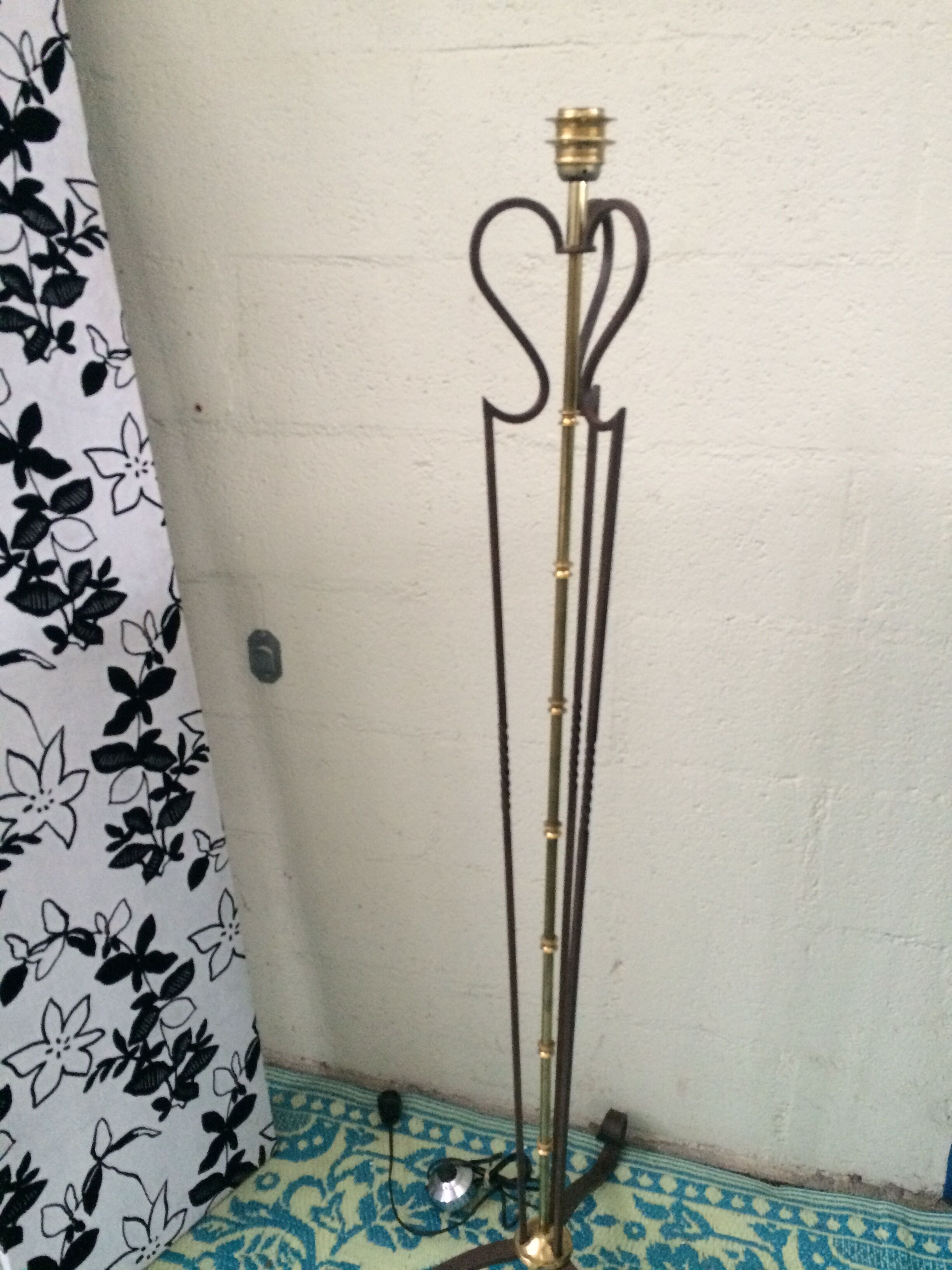 Lamppost twisted wrought iron and brass vintage
