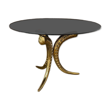 1970s side table in brass and glass