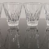 Set of 4 digestive glasses in vintage shell chiseled crystal