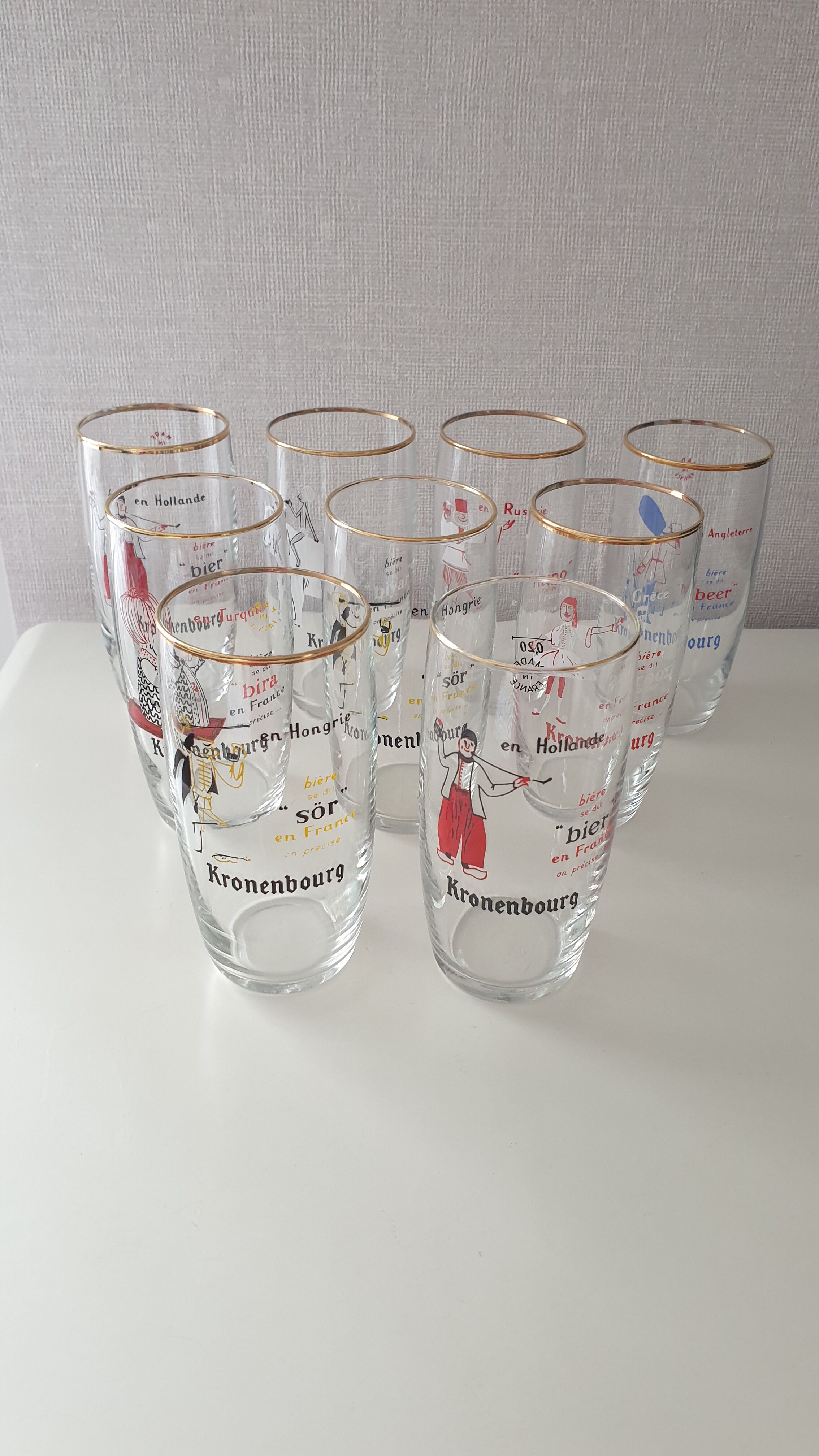 Lot 9 verres à bière vintage