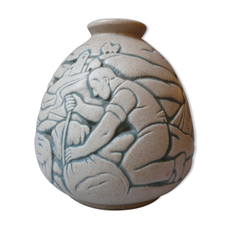 ART DECO MOUGIN NANCY by LEGRAND sandstone vase