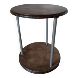 Table basse guéridon sellette vintage art déco tube métal plateau bois