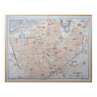 Imprimée en 1906, plan de Nîmes. O