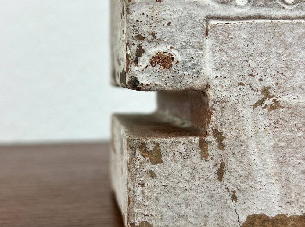 Klaus Lehmann, Cubist art sculpture in postmodern German brutalist ceramic Studio Pottery no. 337 81, 1981