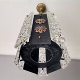 Lampe suspendue brutaliste portugaise en fonte noire