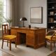 Antique Art Deco desk in walnut and walnut burl, 20th century