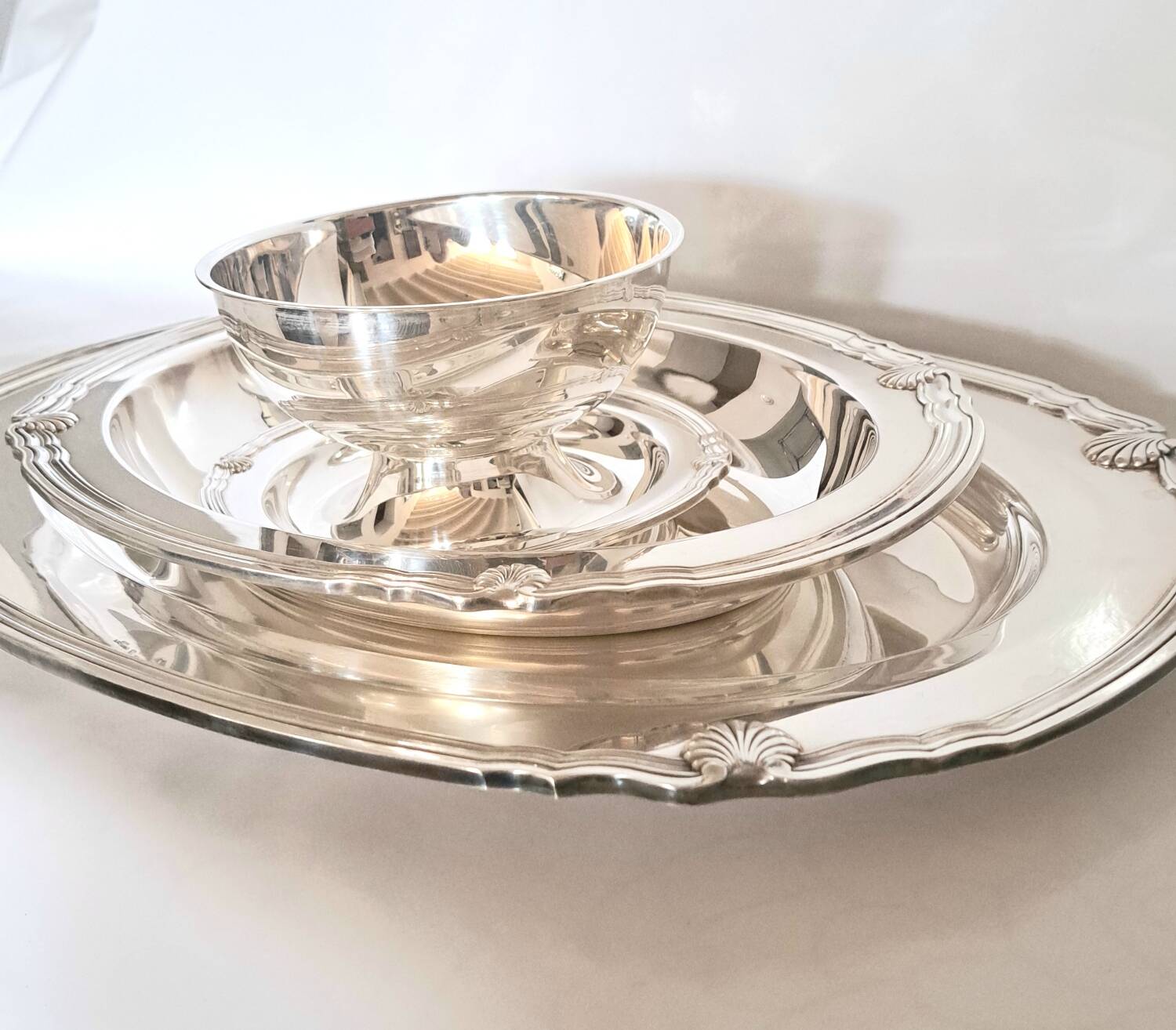 Three dishes Signed Christofle Gallia collection