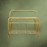 Vintage gold metal magazine rack – minimalist design – 1970s