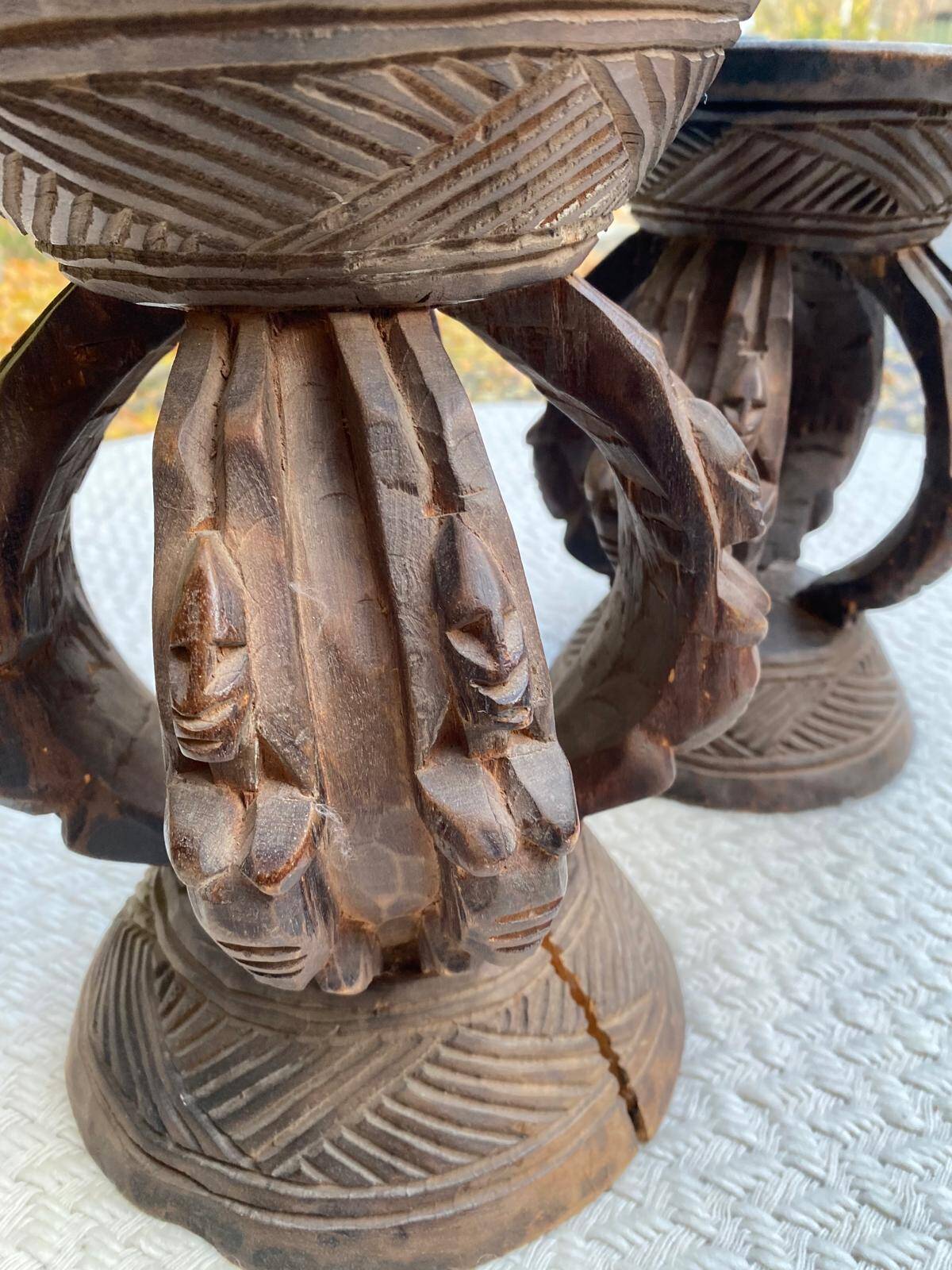 2 Dogon samba stools carved from solid wood