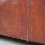 Luxurious 2.5-seater sheep leather sofa with fabric cushions in English style