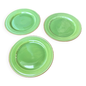 3 assiettes plates vertes