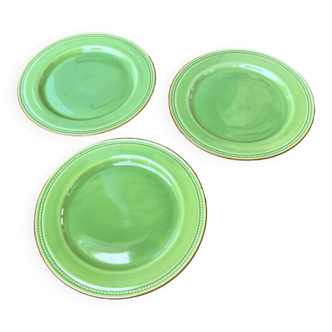 3 green dinner plates
