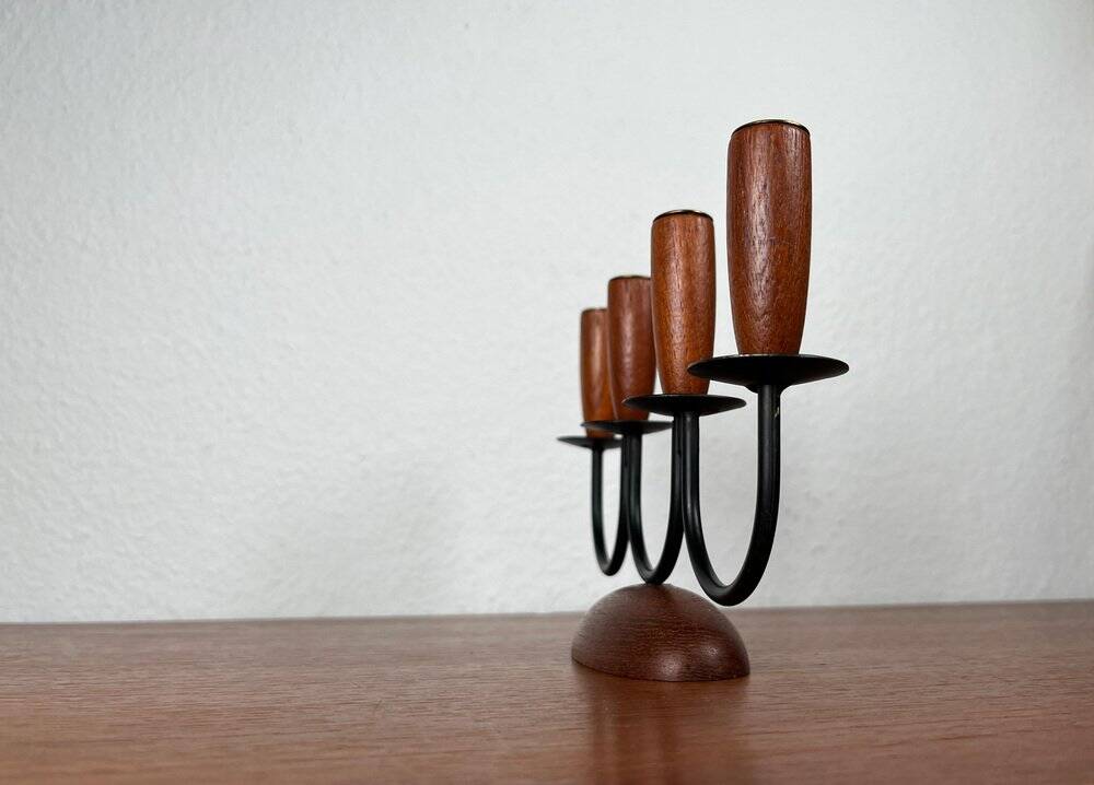 Scandinavian Teak Chandelier in Mid-Century Rope Shape, 1960s