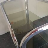 Desserte table roulante chrome et verre années 1970