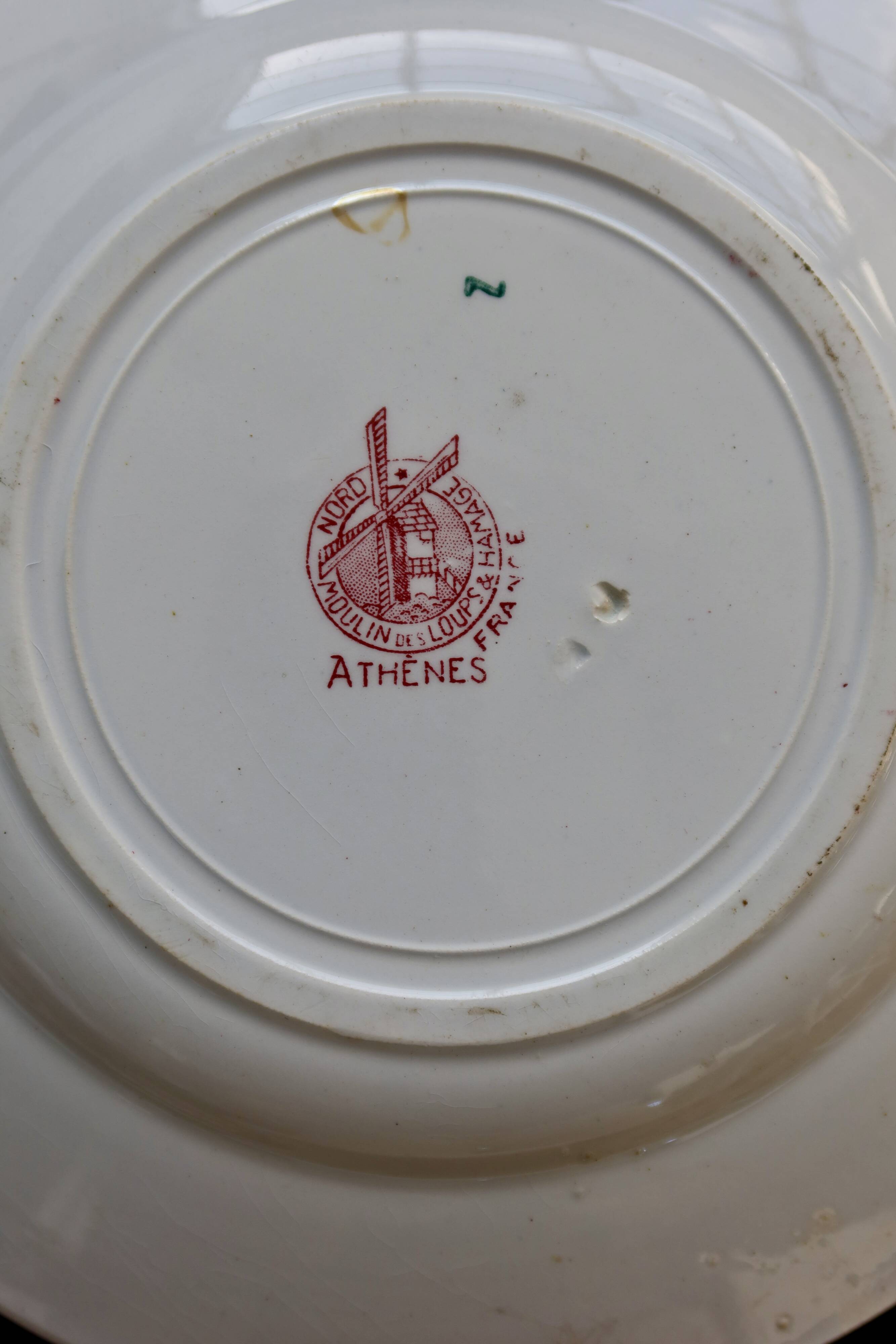 6 vintage ironstone dinner plates - Moulin des Loups - Athens pattern