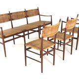 Dining room set 'Bologna' - 3 seater sofa - 3 chairs - mid century modern