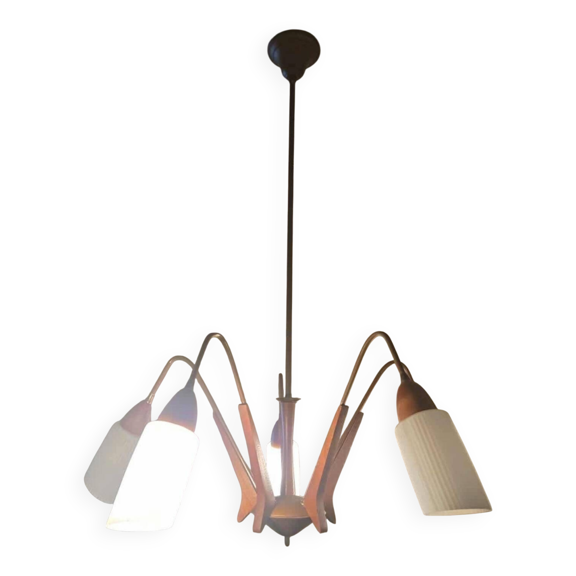 Vintage Scandinavian chandelier with 5 arms (1950s–60s)