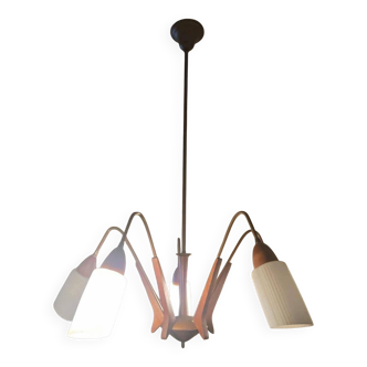 Vintage Scandinavian chandelier with 5 arms (1950s–60s)