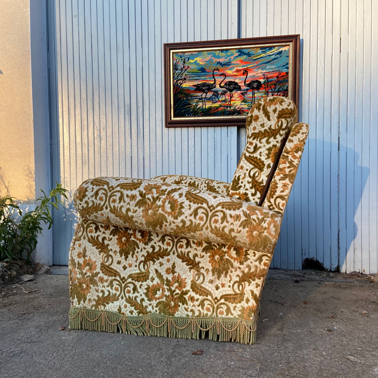 Vintage velvet armchair