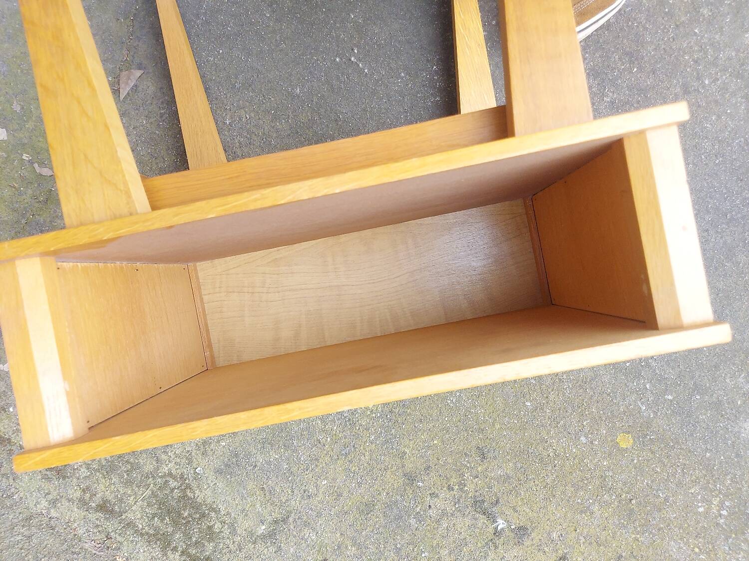 Vintage wood and rattan bedside table